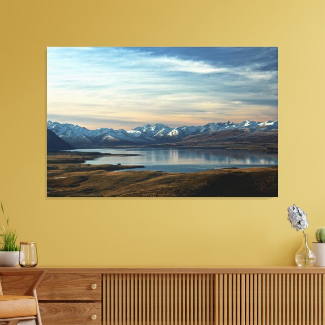 Toile Reflets de montagne – Horizon paisible au bord du  (Insitu(Salon))