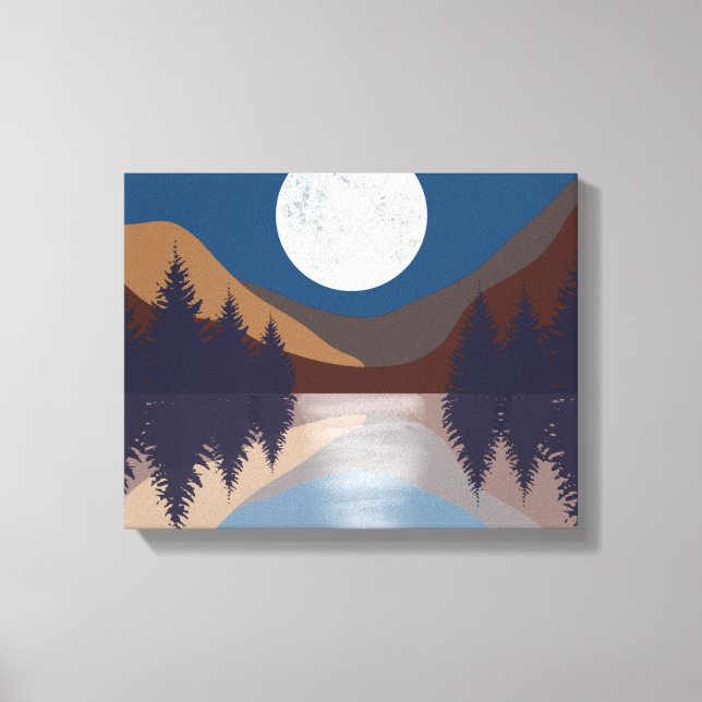 Toile Réflexion de la lune de la forêt Abstraite rustiqu (Recto)