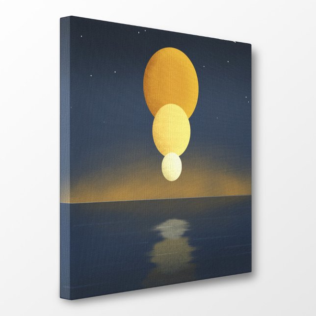 Toile Réflexion Serene Triple Moon (Serene Triple Moon Reflection Canvas Print at Modern Shapes Canvas. Choose your size.)