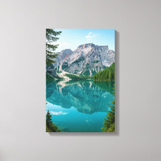 Toile Réflexions des montagnes sur le lac Blue