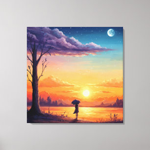 Toile Regardant vers l'Horizon - Style d'Illustration Ar