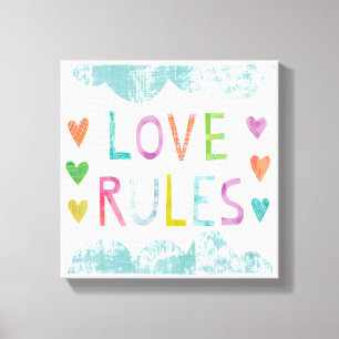 Toile Règles d'amour magique avec les coeurs