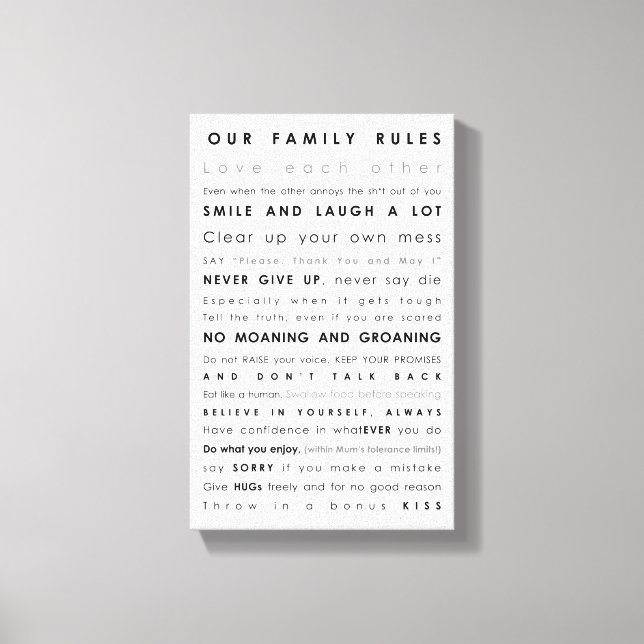 Toile Règles de famille (Recto)