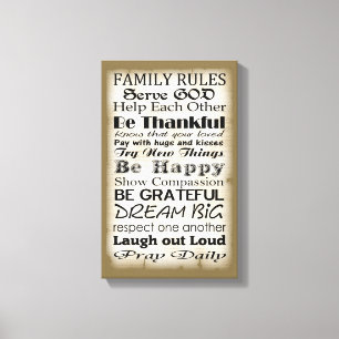 Toile Règles de famille Dieu