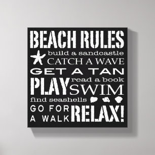 Toile Règles de plage par le noir et le blanc croquants