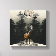 Reindeer & Père Noël Sleigh Canvas de Noël
