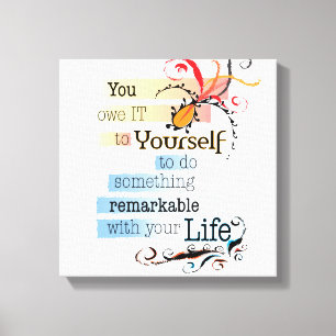 Toile Remarquable LIFE Inspirational Citation illustrée