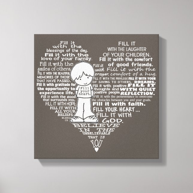 Toile Remplissez Vos Lettres Brown/Blanches Du Coeur (Recto)