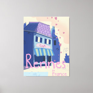 Toile Rennes France dessin animé vintage