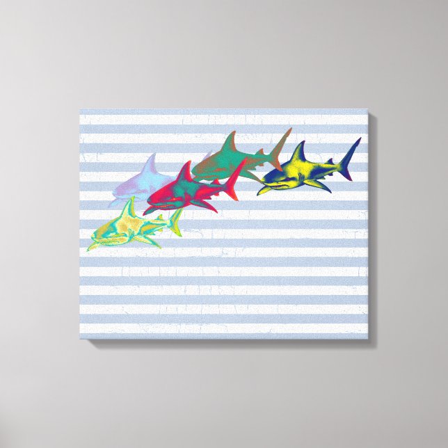 Toile requin cool à rayures blanches (Recto)