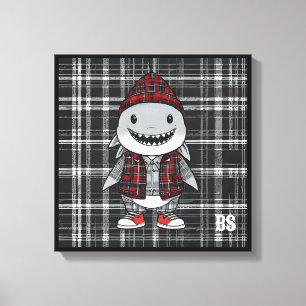 Toile requin écossais déguisé - charmant requin tartan