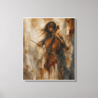 Toile Résonance entre le silence | Cello texturé Wallart