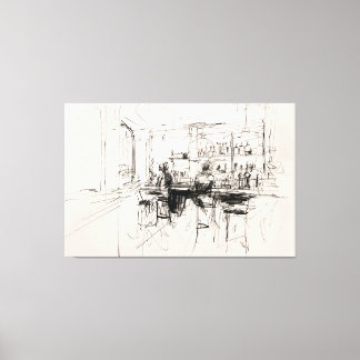 Toile Restaurant Abstrait - Scène Bar -