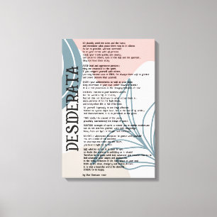 Toile Résumé Désidérata rose et bleu par Max Ehrman