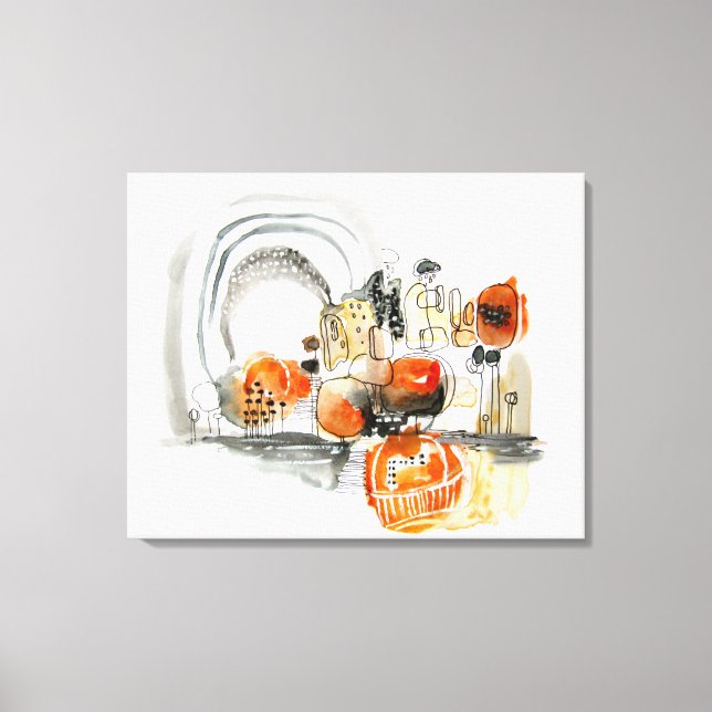 Toile Résumé moderne Jote Orange Doodle (Recto)