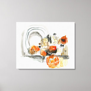 Toile Résumé moderne Jote Orange Doodle