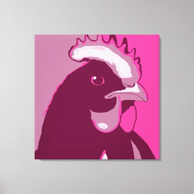 Toile Retro Animal Wall Pop Art rose poulet Portrait (Recto)