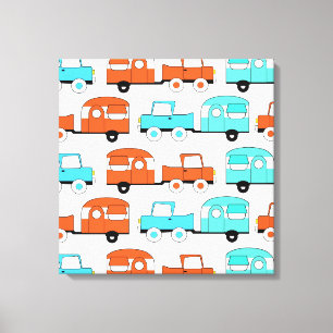 Toile Rétro Camping Trailer Turquoise