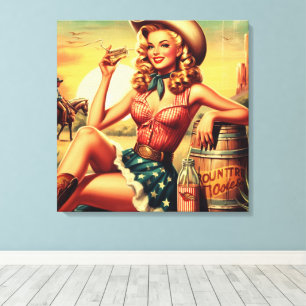 Toile Retro Cute Cowgirl