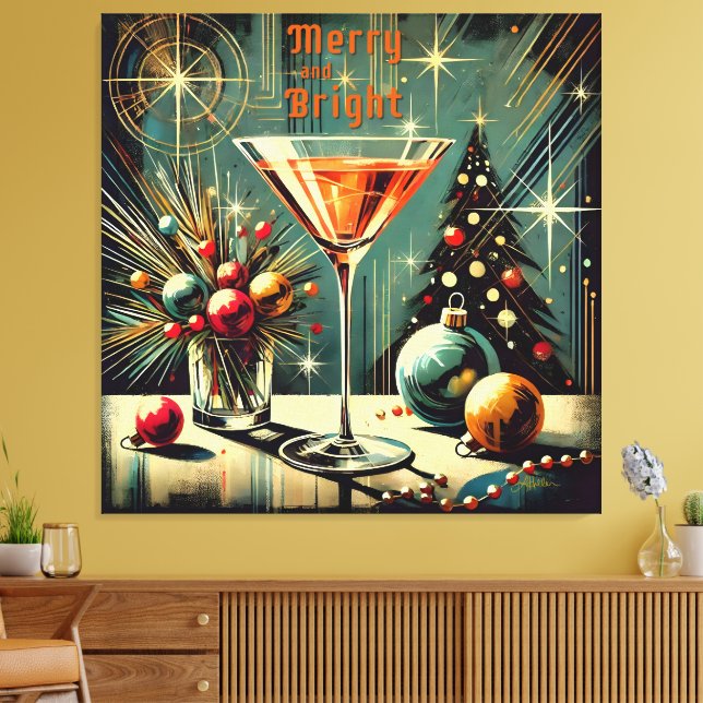 Toile Retro les années 50 Merry & Bright Christmas Marti (Insitu(Salon))