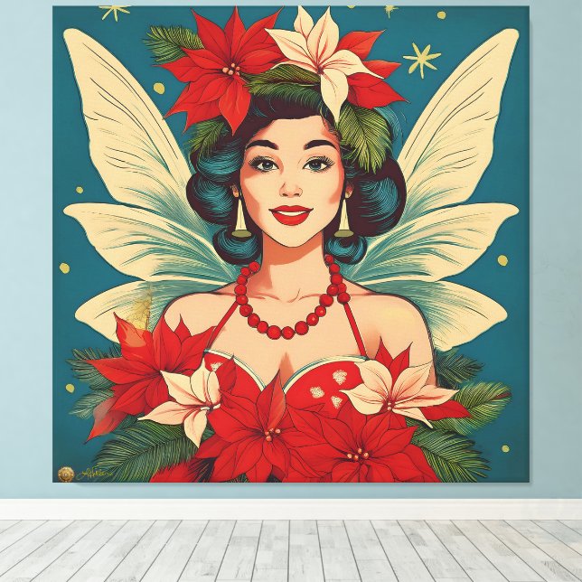 Toile Retro les années 50 Tropical Christmas Pin-Up Beau (Insitu (Plancher de Bois))