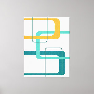 Toile Retro Mid Century Âge atomique 23 Turquoise, Orang