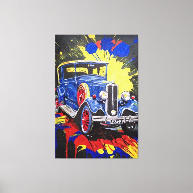 Toile rétro, mobile, voiture, vintage, (Recto)