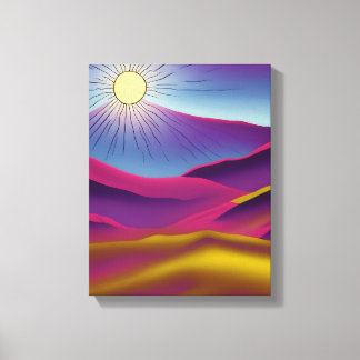 Toile Retro Mountain Sun Abstrait Art