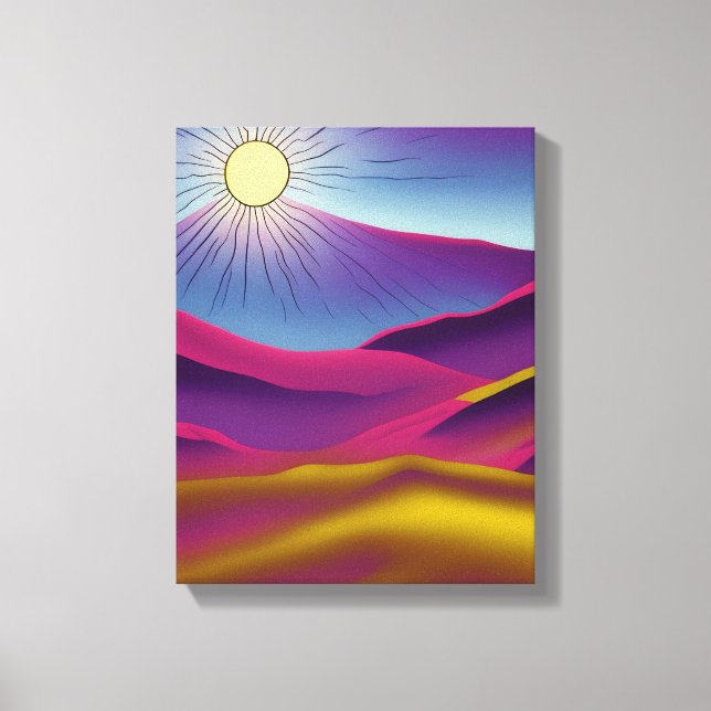 Toile Retro Mountain Sun Abstrait Art (Recto)