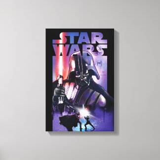 Toile Retro Star Wars : Vader contre Luke - Art cinémati
