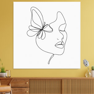 Toile Rêves de papillon – Femme et papillon minimalistes
