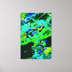 Toile Rêves extraterrestres Vert Bleu Abstrait