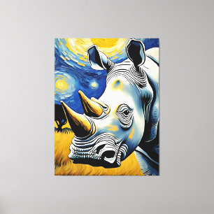 Toile Rhino dans la nuit étoilée