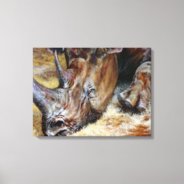 Toile Rhinoceros Vibrant Peinture à l'huile Photo Art Co (Recto)