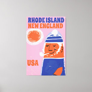 Toile Rhode Island, poster vintage pêcheur de la Nouvell