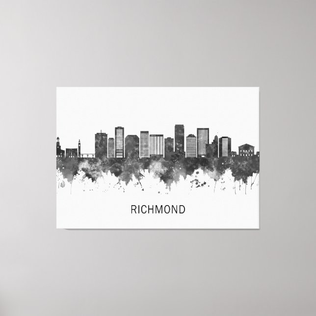 Toile Richmond Virginia Skyline BW (Recto)