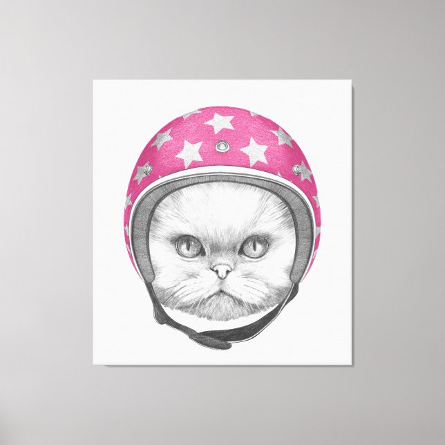 Toile Rider en moto chats perse (Recto)