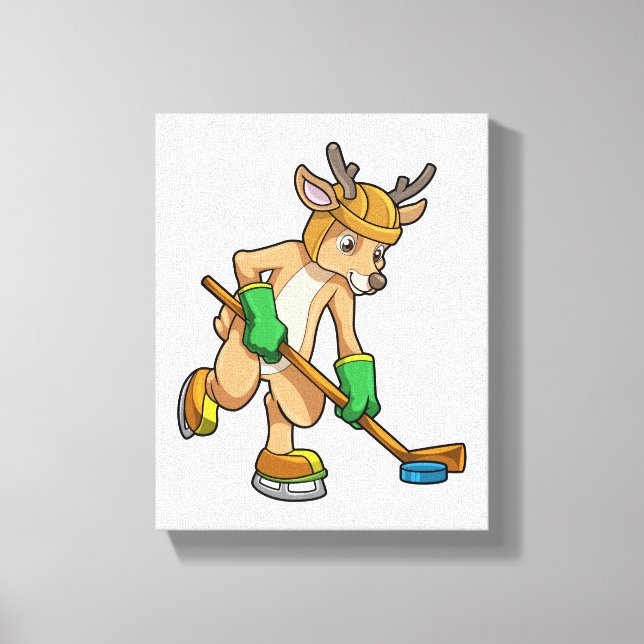 Toile Rinder au hockey sur glace avec bâton de hockey (Recto)