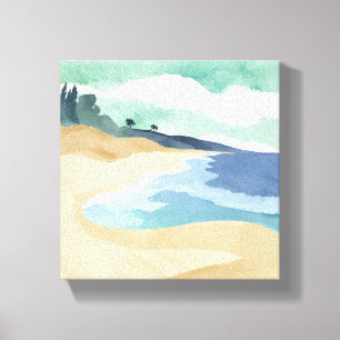 Toile Rivage Aquarelle Bleue
