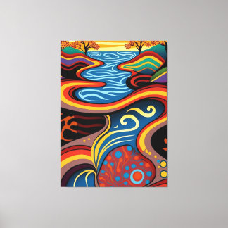 Toile Rivière, autochtone, rêveur.