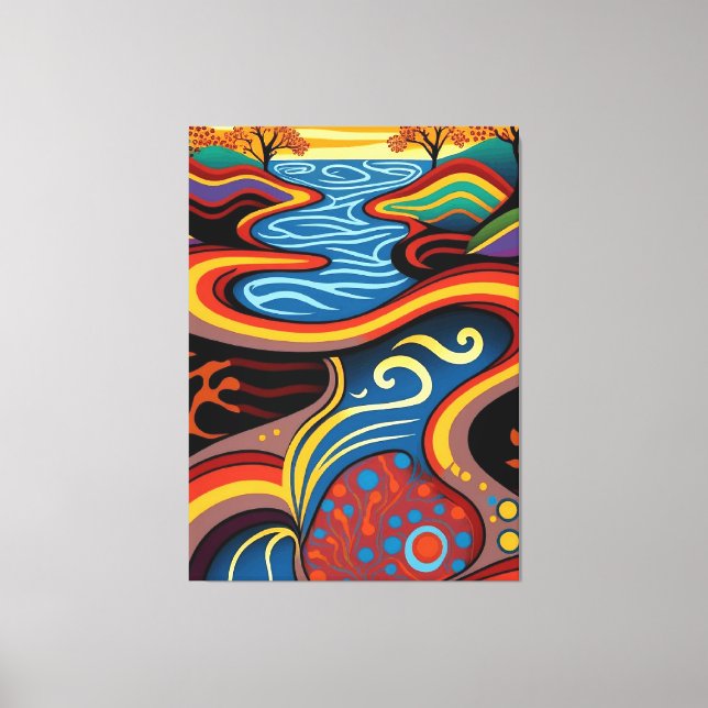 Toile Rivière, autochtone, rêveur. (Recto)