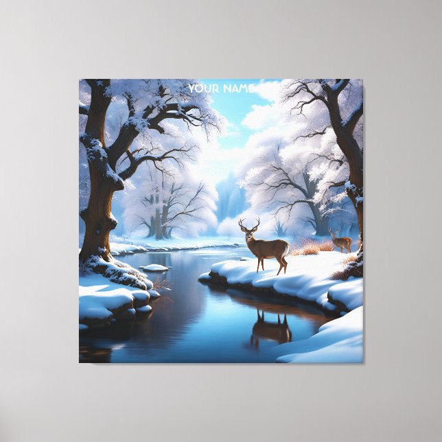 Toile Rivière d'hiver de Imaginaire Vivid Deer (Recto)
