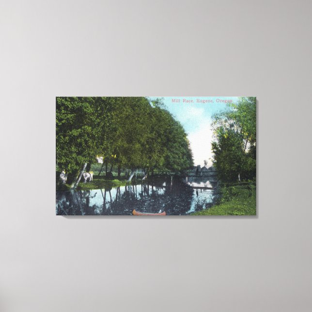 Toile Rivière pittoresque avec scène de canot Eugene, OR (Recto)