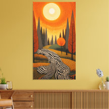 Rivière Zèbre : coucher de soleil en art pointilli