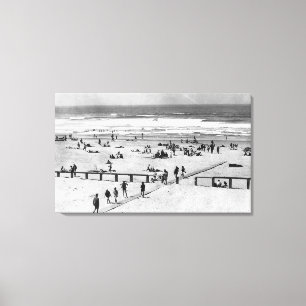 Toile Rockaway, Oregon Beach Scene and Swimmers