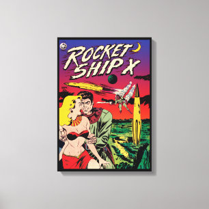 Toile Rocket Ship X Vintage Sci Fi Comic Book Cover