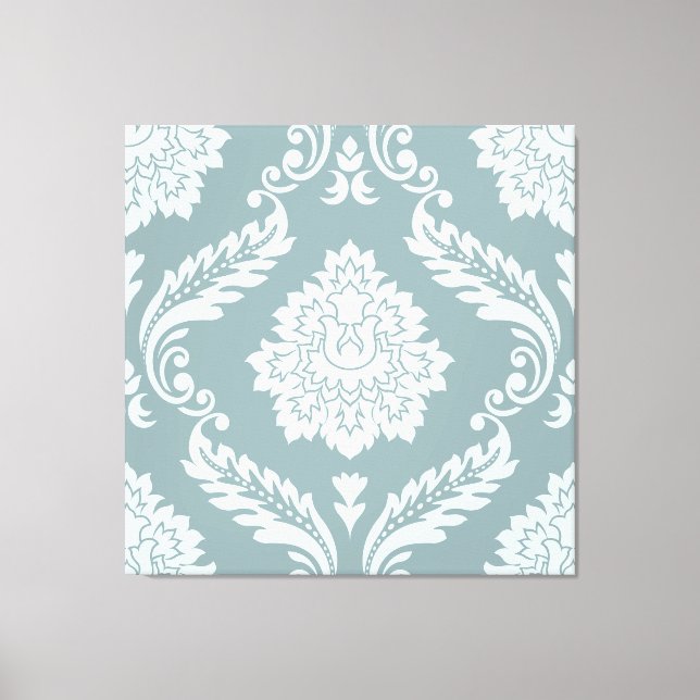 Toile Rococo Damask Lg Pattern Duck Egg Blue+Teal (Recto)
