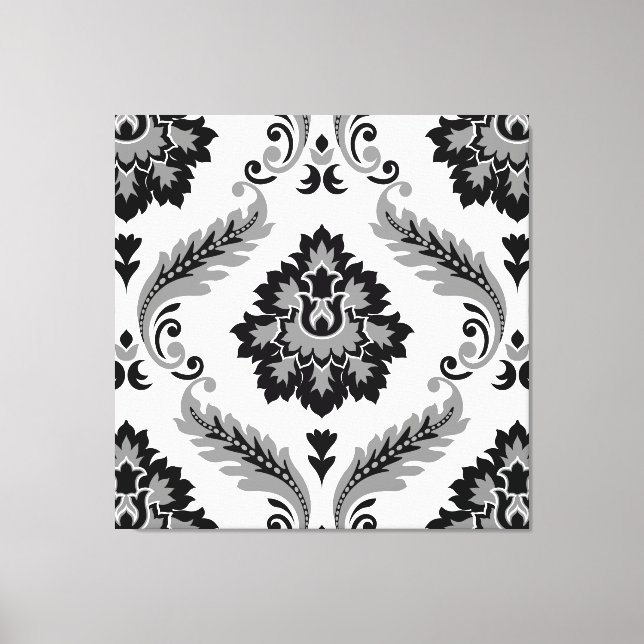 Toile Rococo Damask Lg Pattern Grey Black White (Recto)