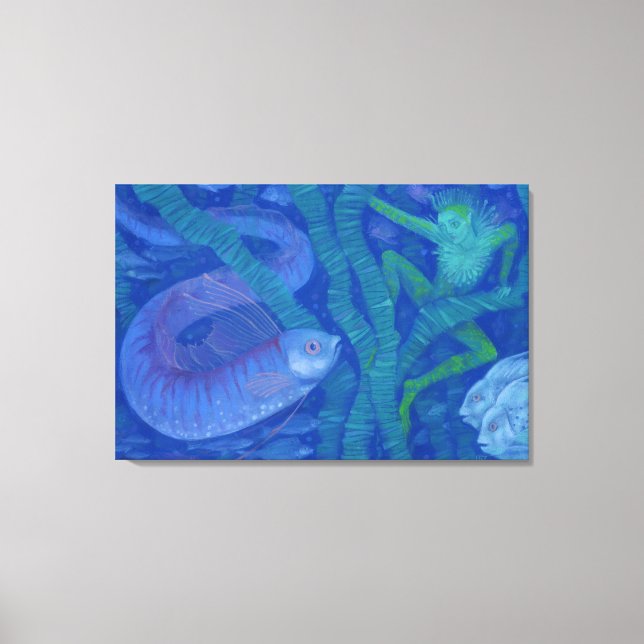 Toile Roi amphibien et poisson, imaginaire art, P sous-m (Recto)