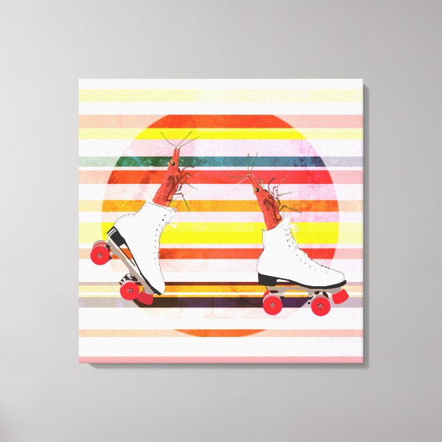 Toile Roller Skaters Shrimps & Stripes Wall Art (Recto)